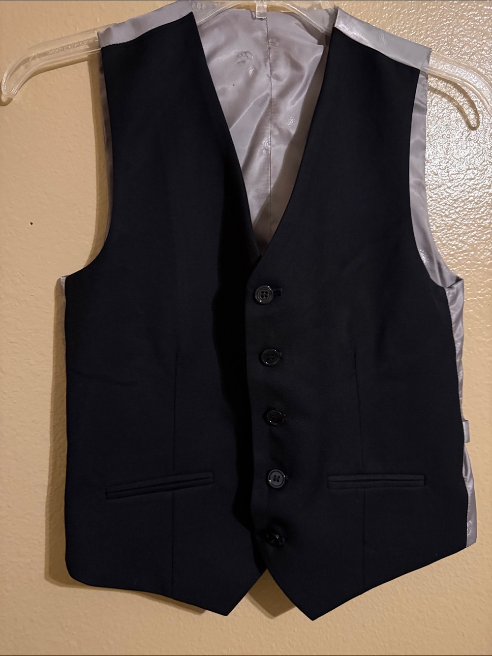 Boys' Black Dress Vest with Silver Lining